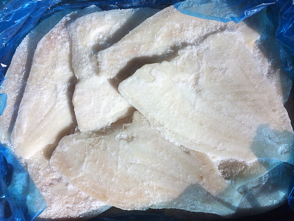 Alaskan skin on frozen flounder filet